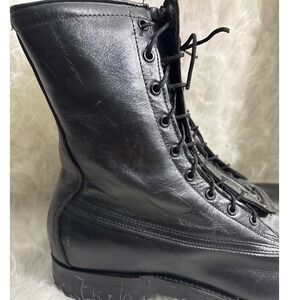 US Military Combat Boots Mens 9 E Black Leather Zip Front Biltrite 1985 Tactical